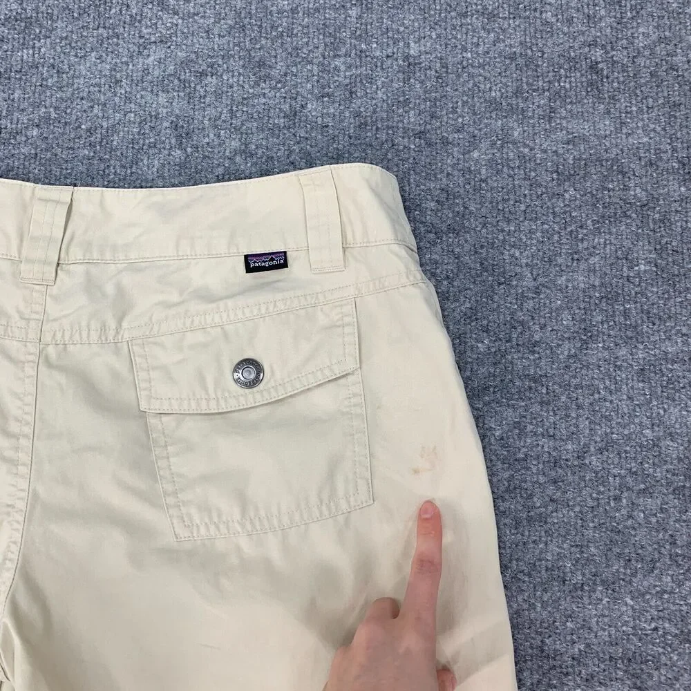 Patagonia Organic Cotton Capri Womens 8 Beige Pockets Outdoor Zip Fly Khakis
